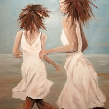 「2 filles」というタイトルの絵画 Fabrice Pavageauによって, オリジナルのアートワーク, オイル