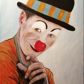 「Clown」というタイトルの絵画 Fabrice Pavageauによって, オリジナルのアートワーク, オイル