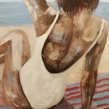 Pittura intitolato "A la plage" da Fabrice Pavageau, Opera d'arte originale, Olio