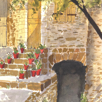 Painting titled "Gordes-seuil ombragé" by Fabrice Richard, Original Artwork