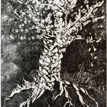 Incisioni, stampe intitolato "Racines Arborescent…" da Fabrice Rivière, Opera d'arte originale, Monotipo