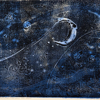 Gravures & estampes intitulée "Onde lunaire 15I01-…" par Fabrice Rivière, Œuvre d'art originale, Monotype
