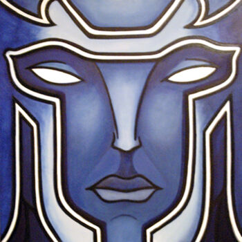 Картина под названием "Bleu N°25 - CLOSE U…" - Fabrice Vandevelde (Mr.Bleu), Подлинное произведение искусства, Масло