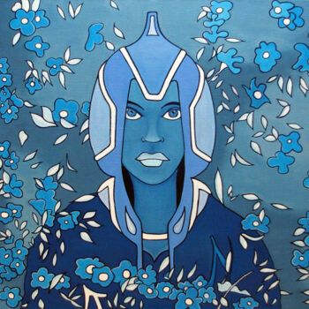 Schilderij getiteld "Bleu N°41" door Fabrice Vandevelde (Mr.Bleu), Origineel Kunstwerk, Olie