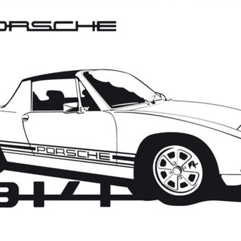 Schilderij getiteld "Porsche typ 914 (19…" door Fabrice Vandevelde (Mr.Bleu), Origineel Kunstwerk, Stencil