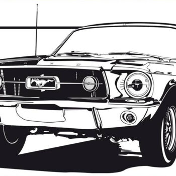 Schilderij getiteld "Ford Mustang Fastba…" door Fabrice Vandevelde (Mr.Bleu), Origineel Kunstwerk, Stencil