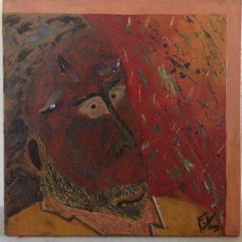 Painting titled "Portrait inconu" by Fabrice Ycard, Original Artwork, Oil Mounted on Wood Stretcher frame