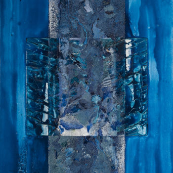 Schilderij getiteld "Bleu reflets.jpg" door Fabrice Bayol, Origineel Kunstwerk, Acryl