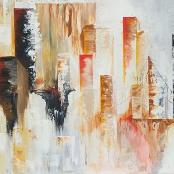 Painting titled "Lost City" by Fabrice Maugras, Original Artwork, Acrylic Mounted on Wood Stretcher frame