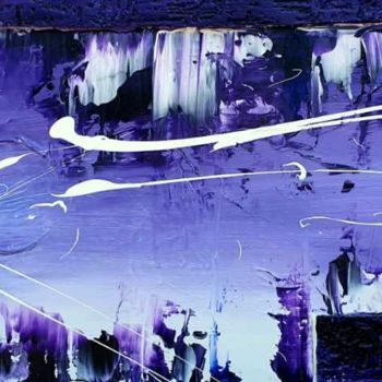 Painting titled "Purple Moon" by Fabrice Maugras, Original Artwork, Acrylic Mounted on Wood Stretcher frame