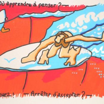 Drawing titled "angel-surfer" by Fabrice Réhel, Original Artwork