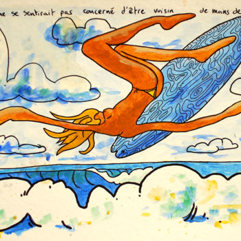Drawing titled "32X41-EN-L-AIR" by Fabrice Réhel, Original Artwork