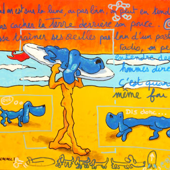 Zeichnungen mit dem Titel "42X56-POUCE-LUNE" von Fabrice Réhel, Original-Kunstwerk