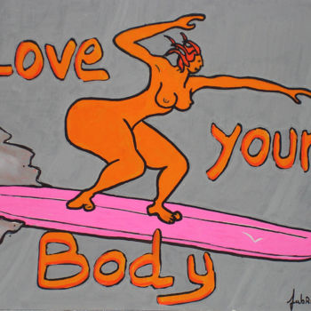 Disegno intitolato "love-your-body-24X32" da Fabrice Réhel, Opera d'arte originale