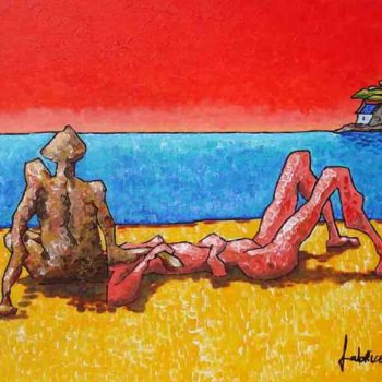 Peinture intitulée "LOVE ON THE BEACH" par Fabrice Réhel, Œuvre d'art originale