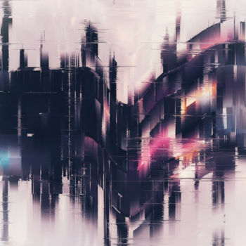 Arts numériques intitulée "Dark city néon" par Fabrice Vermeulen, Œuvre d'art originale, Peinture numérique