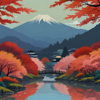 Digital Arts titled "landscape art japan" by Fabricio De Souza Cabral, Original Artwork, AI generated image