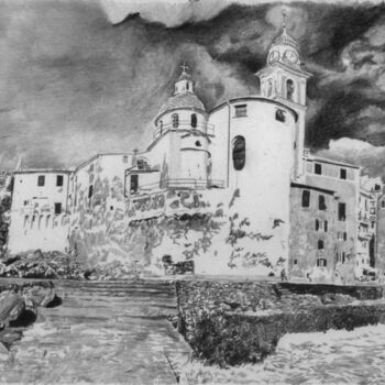 Dessin intitulée "Camogli" par Fabrizio Boldrini, Œuvre d'art originale, Crayon