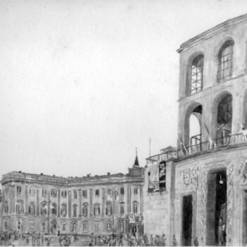 Dibujo titulada "Panoramica Duomo di…" por Fabrizio Boldrini, Obra de arte original, Grafito