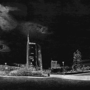 Dessin intitulée "Skyline di Milano 2…" par Fabrizio Boldrini, Œuvre d'art originale, Graphite