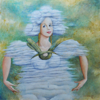 Malerei mit dem Titel "queen-ng-mga-ulap-8…" von Fabrizio Riccardi, Original-Kunstwerk, Öl