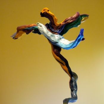 Sculpture titled "Giustizia alata" by Fabrizio Paris, Original Artwork, Wood