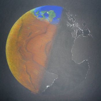 「planète bleue ?」というタイトルの描画 Fabien Bochardによって, オリジナルのアートワーク, パステル