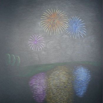 Drawing titled "feux d'artifice" by Fabien Bochard, Original Artwork, Pastel