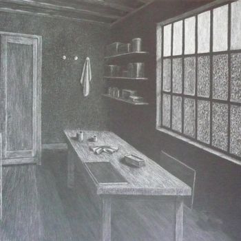 Zeichnungen mit dem Titel "L'atelier" von Fabien Bochard, Original-Kunstwerk, Pastell