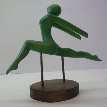 Sculpture titled "danseuse saut" by Fabien Bochard, Original Artwork, Wood