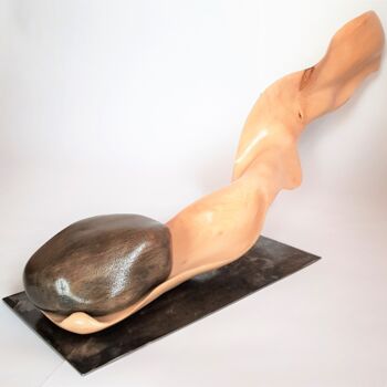 Sculpture titled "Écharpe au vent" by Fabien Bochard, Original Artwork, Wood