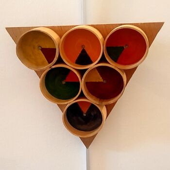 Sculpture titled "6 Una Hexa Buis 006" by Fadiese, Original Artwork, Wood Mounted on Wood Panel