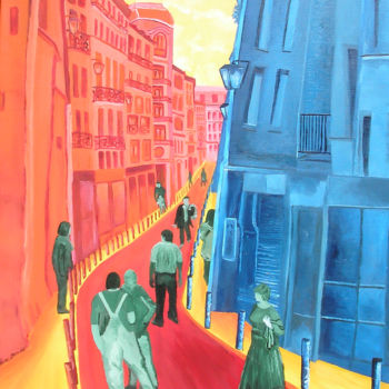 Painting titled "La rue" by Fage, Original Artwork