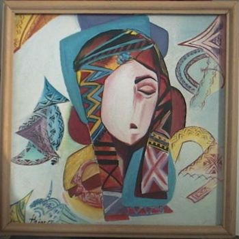 Painting titled "Abstrait (femme)." by Hajar Fahssi, Original Artwork