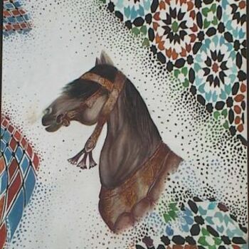 Картина под названием "Le chevale" - Hajar Fahssi, Подлинное произведение искусства