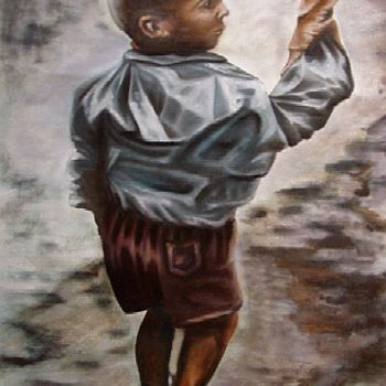 Pintura intitulada "L'enfant accompagné" por Faiza Bourhaleb, Obras de arte originais