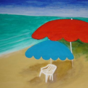 Painting titled "chapéus de praia" by Angelina Martinho, Original Artwork