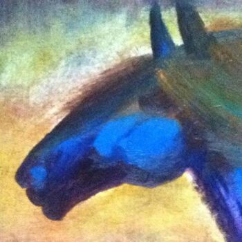 Painting titled "Blue horse" by Faiza Ramdan, Original Artwork, Oil