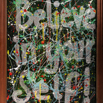 「Believe in yourSelf!」というタイトルのコラージュ Fake Artによって, オリジナルのアートワーク, エナメル
