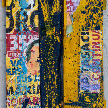 Collages titled "COMPRO ORO-III" by Fake Art, Original Artwork, Enamel