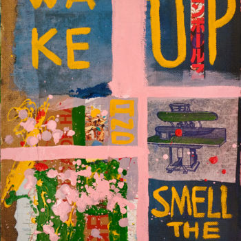 Collages intitulée "WAKE UP AND SMELL T…" par Fake Art, Œuvre d'art originale, Émail