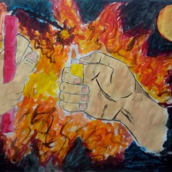 Картина под названием "The Lighter Theory" - Fakeartist_me, Подлинное произведение искусства, Акрил