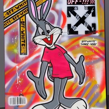 Painting titled "BUGS BUNNY / OFF WH…" by Falc Arts, Original Artwork, Spray paint