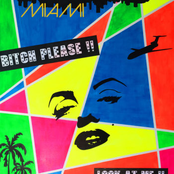 Malerei mit dem Titel ""Miami B⭐️⭐️ch"" von Faldietti, Original-Kunstwerk, Acryl