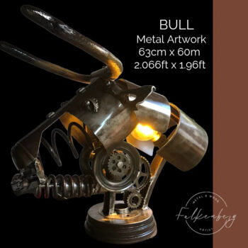 Sculpture titled "Bull" by Falkenberg, Original Artwork, Metals