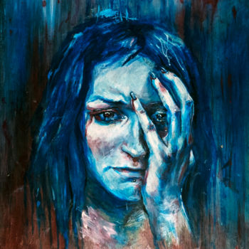 Painting titled "Depression" by Kitsuneart, Original Artwork, Acrylic