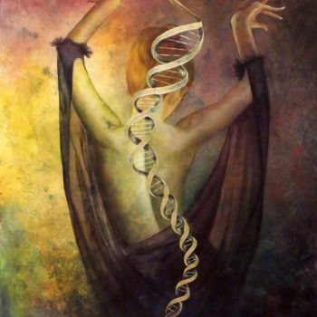 Pintura intitulada "DNA" por Rosário Falcão, Obras de arte originais, Óleo Montado em Armação em madeira