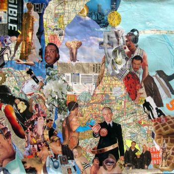 Collages titled "Cinq en une ville" by F Allen Moss, Original Artwork