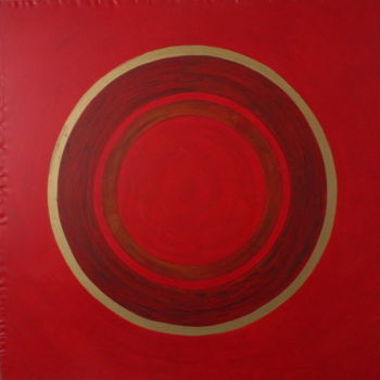 제목이 "Rouge-Cercle"인 미술작품 Pascal Fancony로, 원작, 래커 나무 들것 프레임에 장착됨