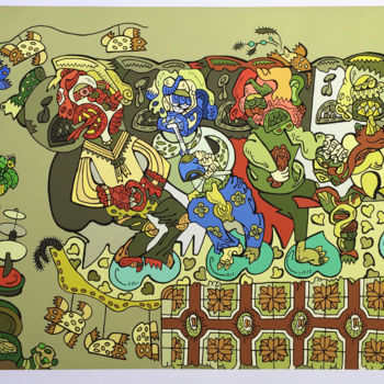 Printmaking titled "bad temper" by Fangjingjing, Original Artwork, Screenprinting
